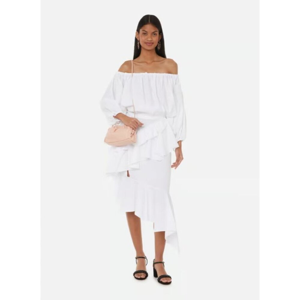Marques Almeida Asymmetrical Tiered Skirt Size 6 White $375